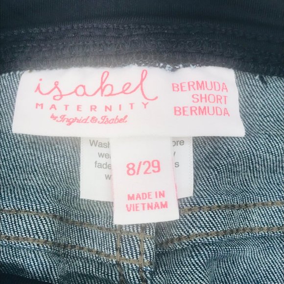 Isabel Maternity Women's Size 8 Crossover Panel Bermuda Blue Denim Short New - Picture 5 of 16